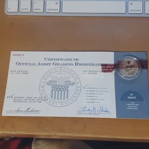 Certificate of Official Asset Grading Registration 2010 James Buchanan Coin